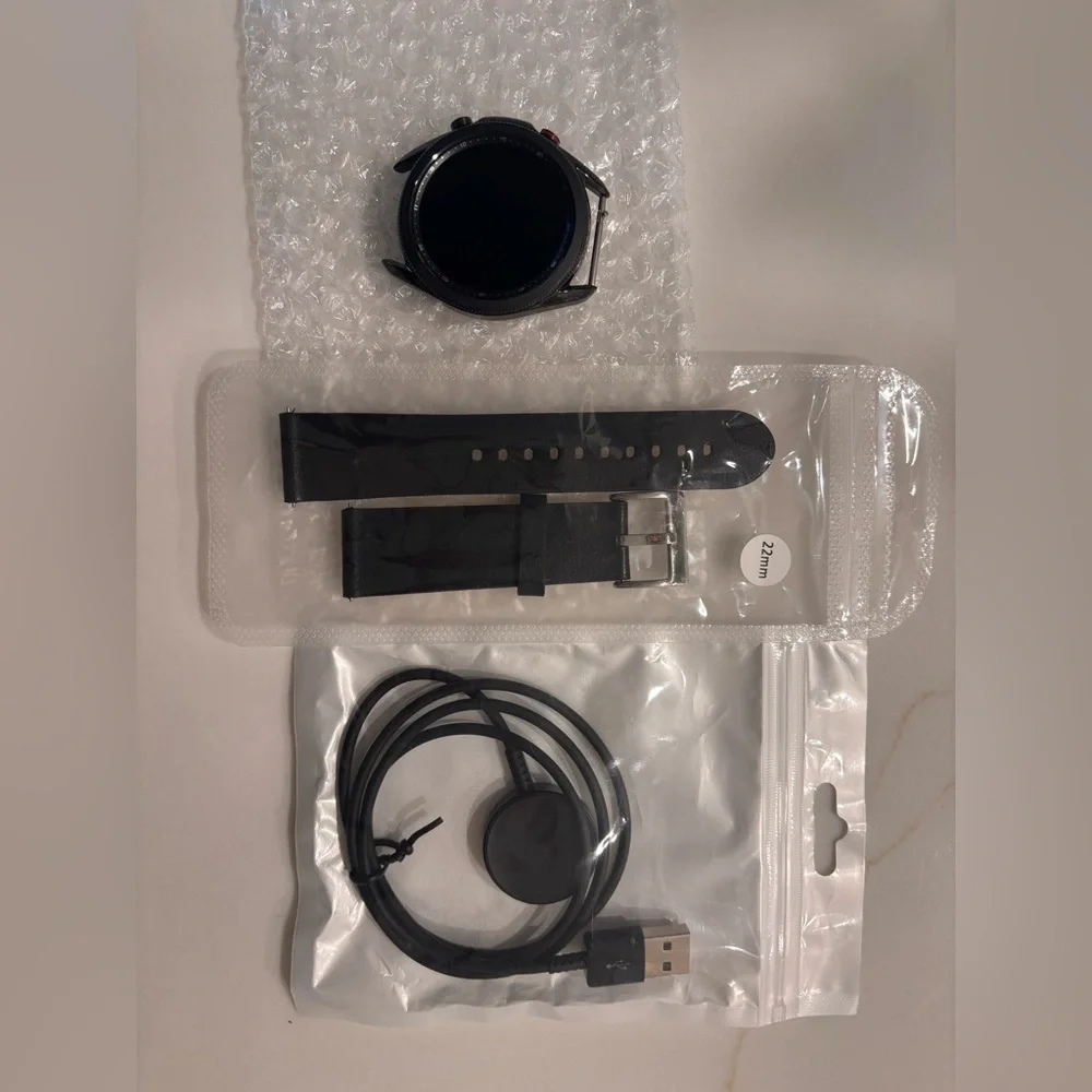 Samsung Galaxy watch with Leather Strap and Charging Cable